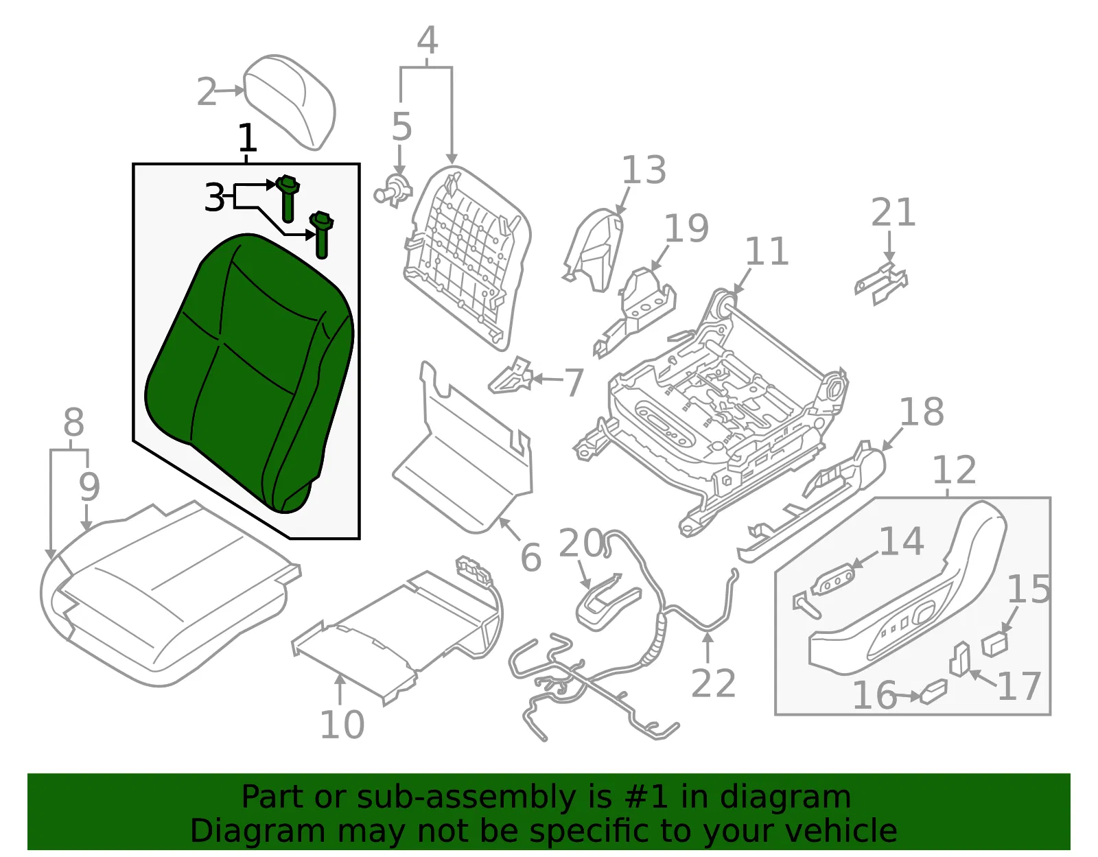 Seat Back Assembly - Nissan (87650-9HT0D) - view 2