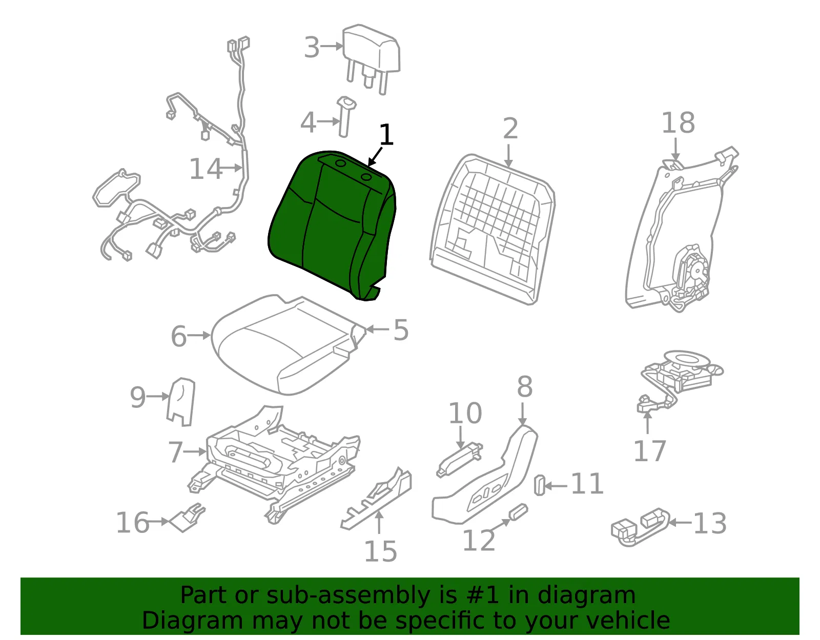 Seat Back Assembly - Nissan (87650-9UA4E) - view 2