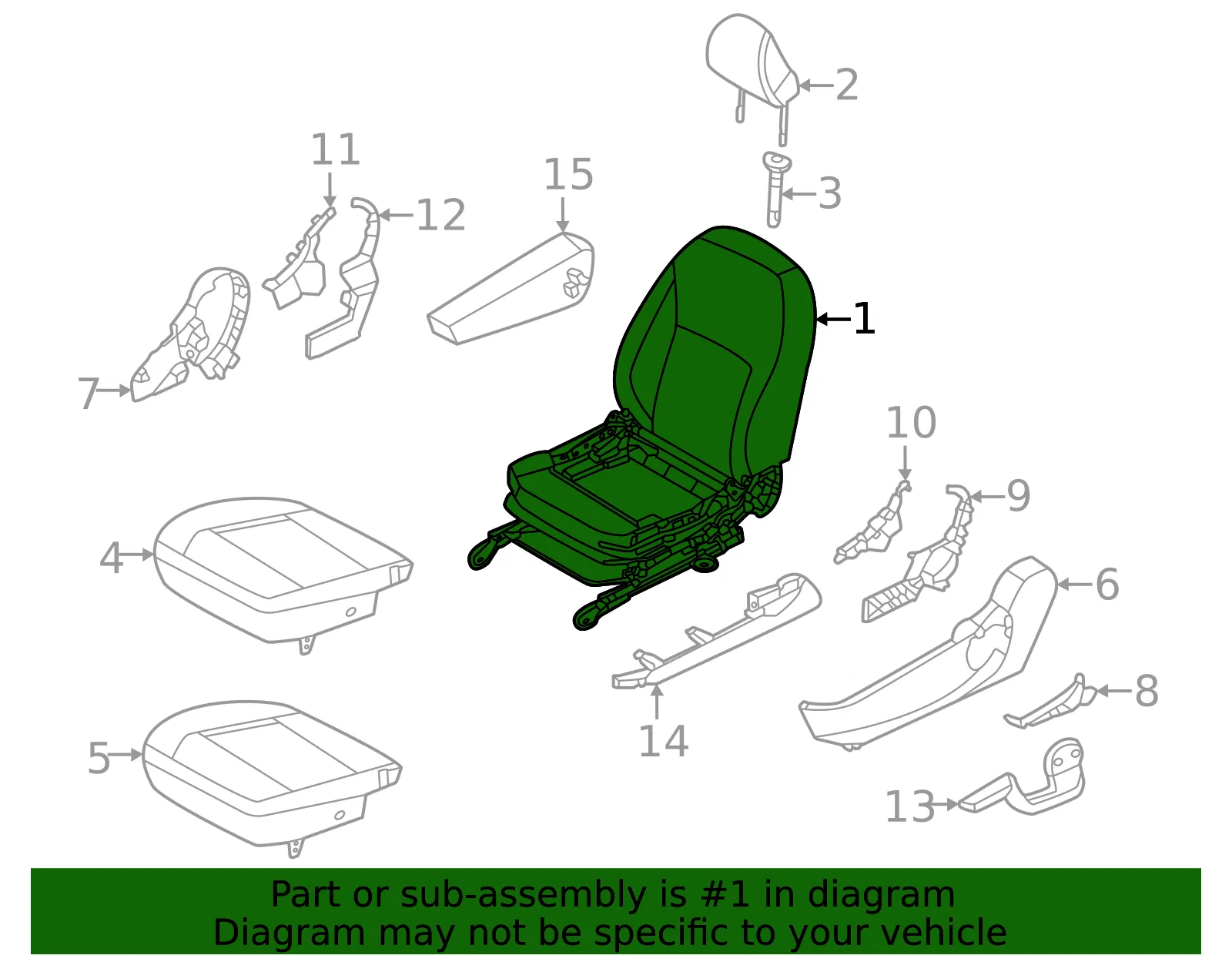 Seat Assembly - Nissan (87651-5EE1D) - view 2