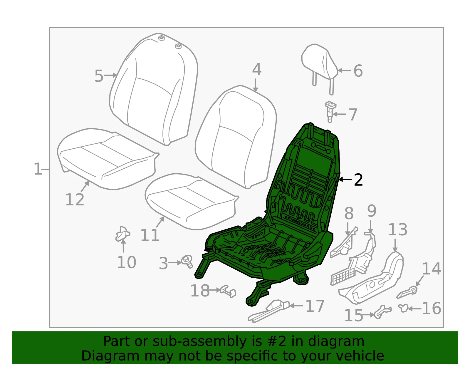 Seat Frame - Nissan (87651-5RB4D) - view 2
