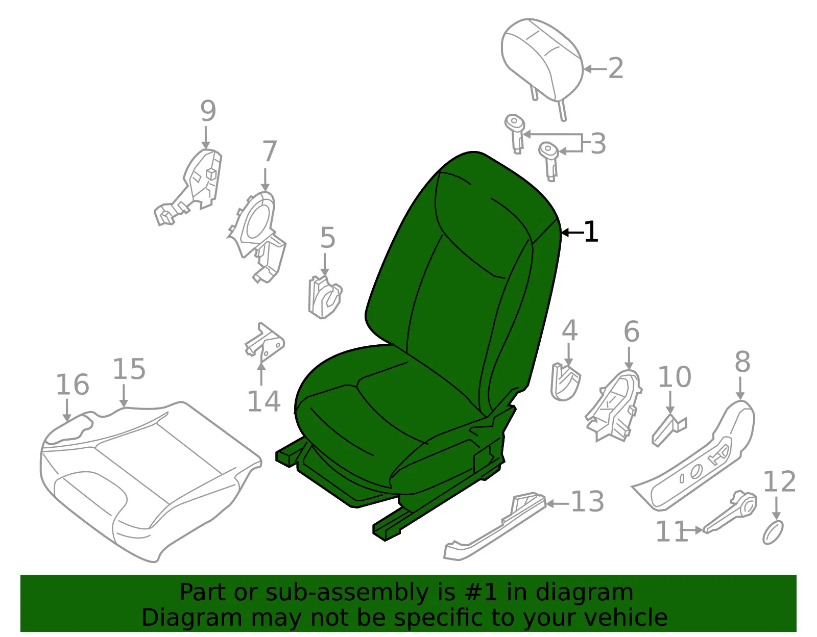 Seat Assembly - Nissan (87651-9AE7E) - view 2