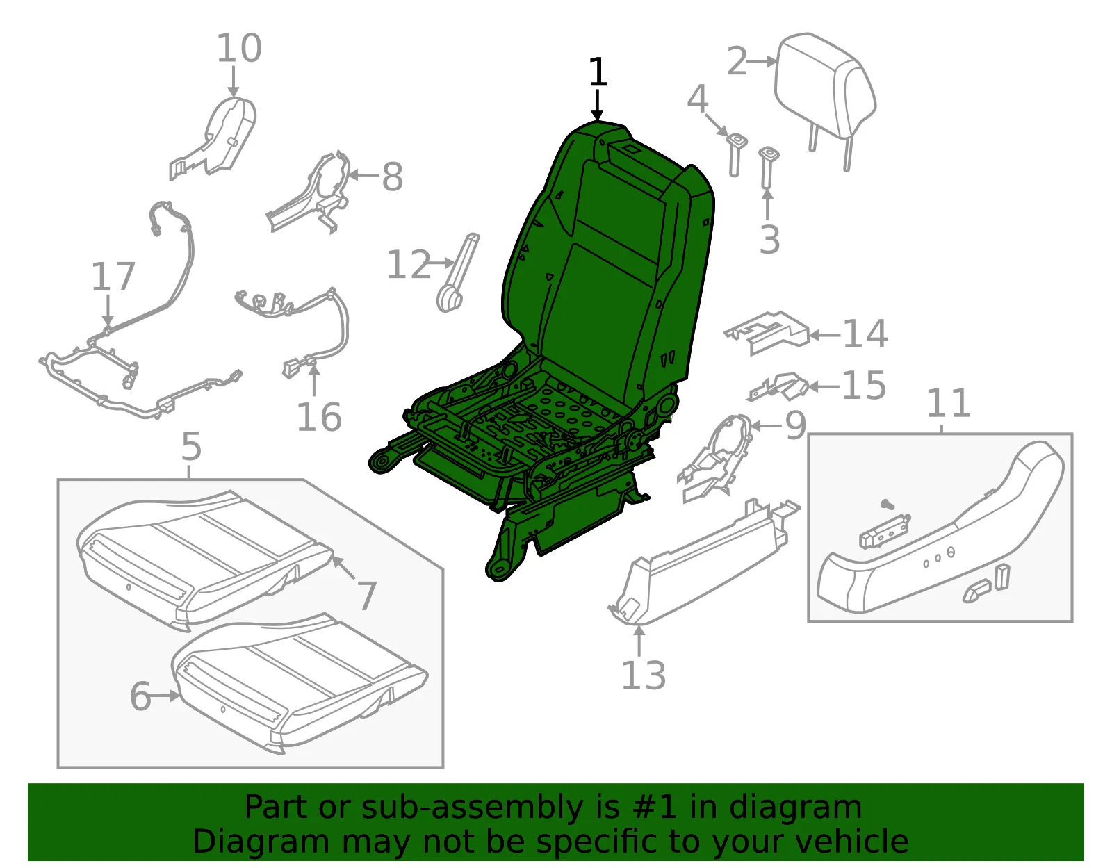Seat Back Assembly - Nissan (87651-9BU7D) - view 2