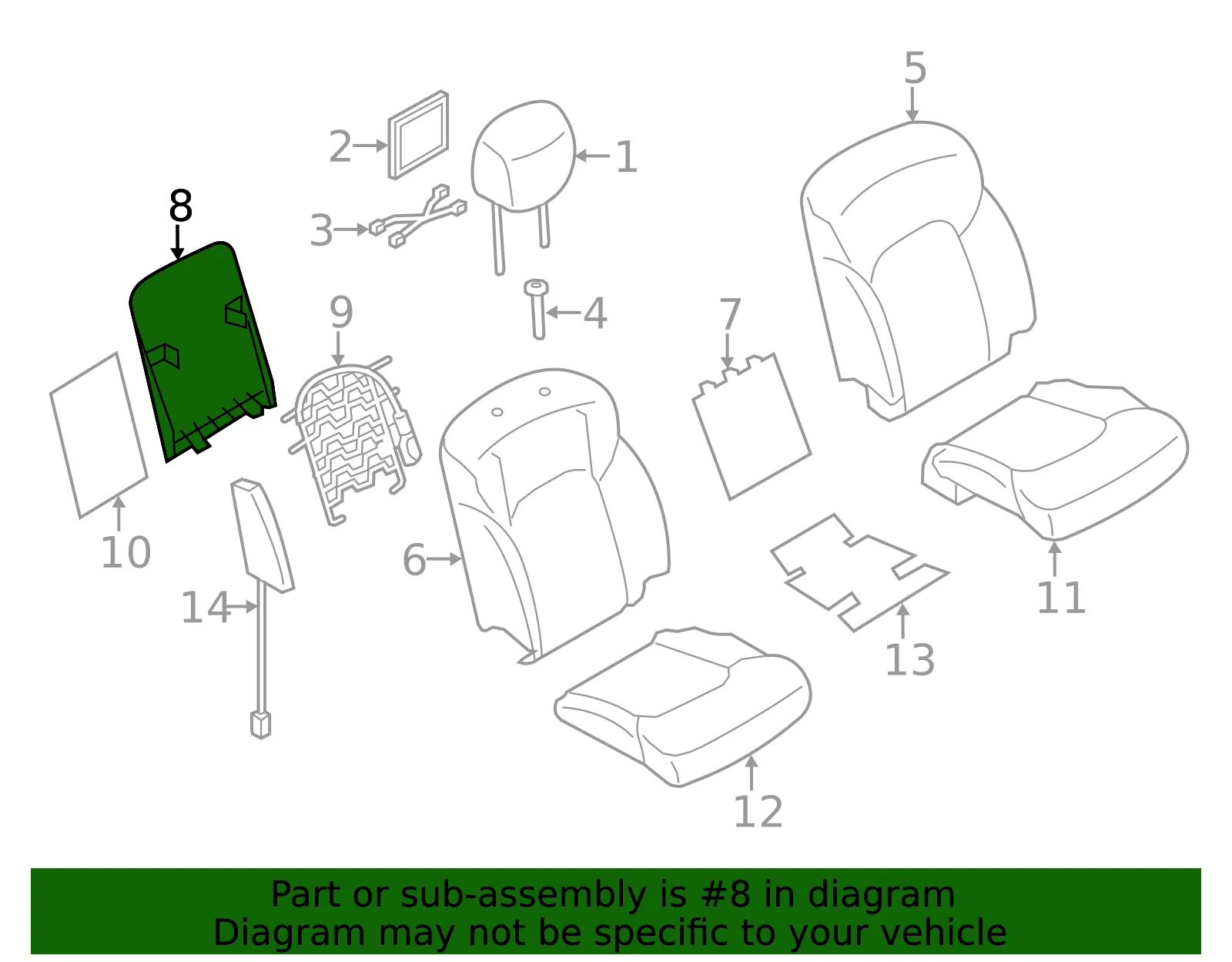 Seat Back Panel - Nissan (87690-1LD7E) - view 2