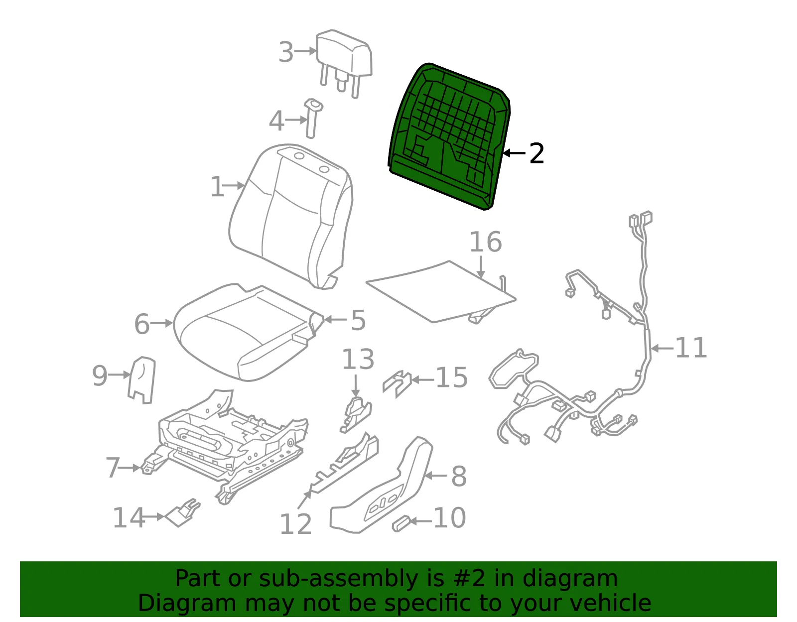 Seat Back Panel - Nissan (87690-5AA0A) - view 2