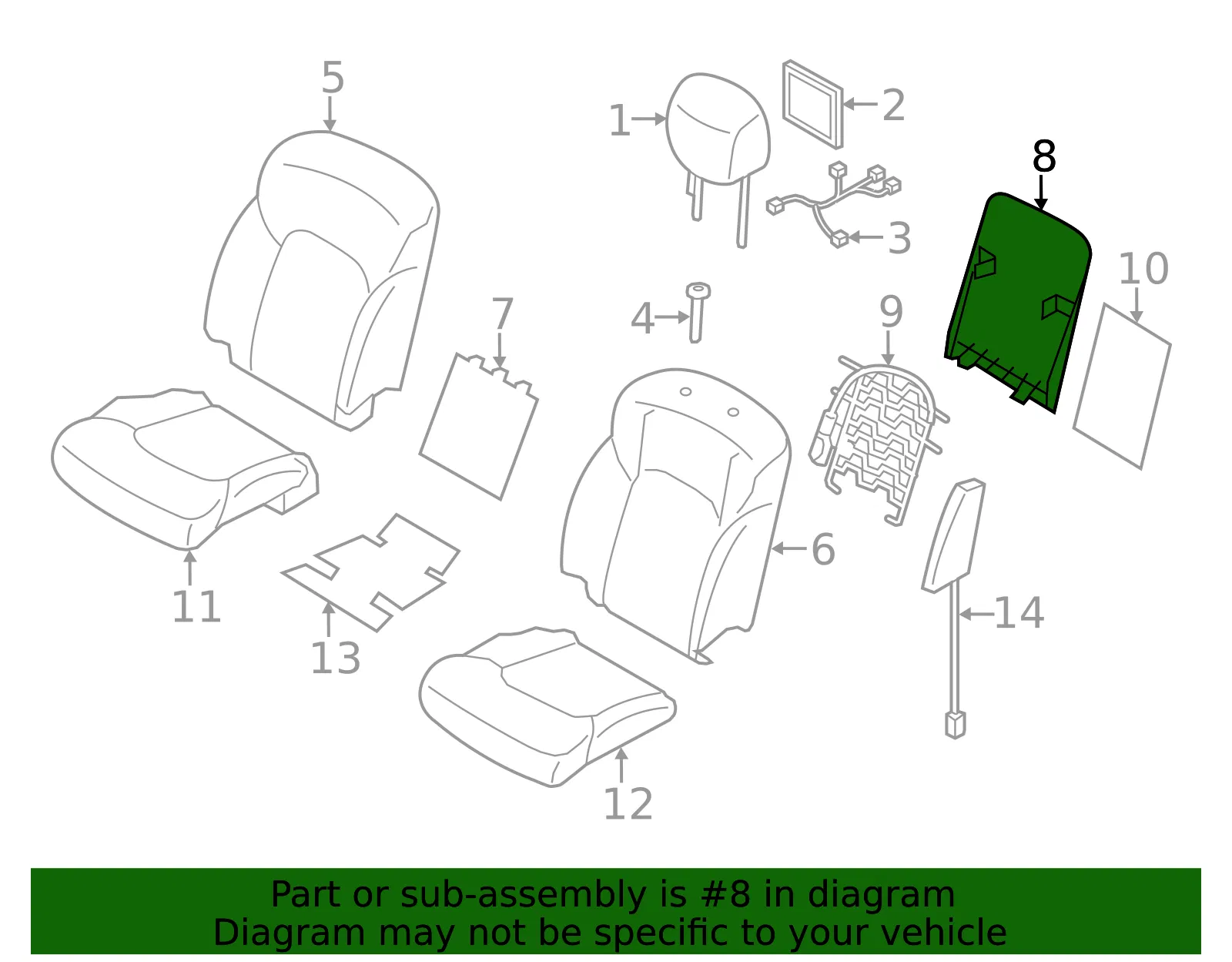 Seat Back Panel - Nissan (87690-5ZW0A) - view 2