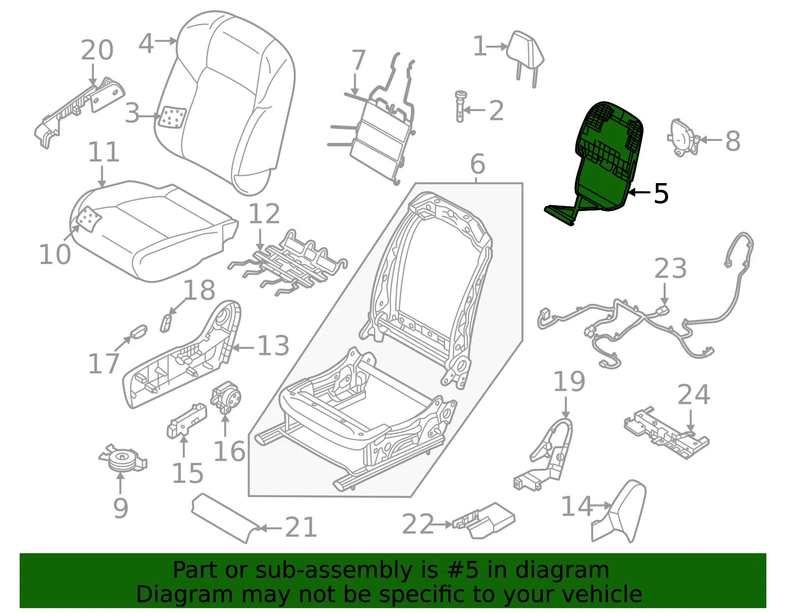 Seat Back Panel - Nissan (87690-7JA0A) - view 2