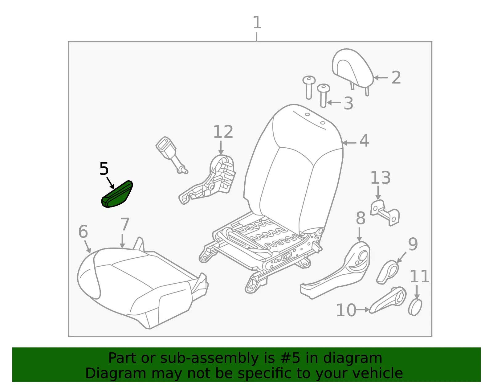 Seat Armrest - Nissan (87750-9MD1A) - view 2
