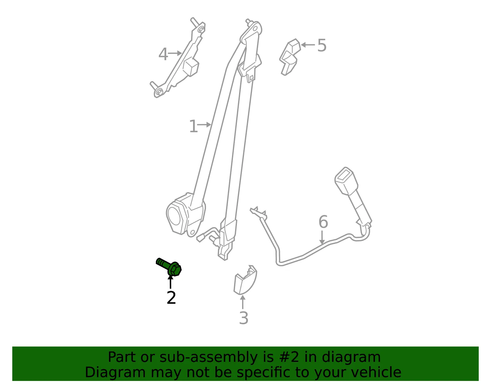 Seat Belt Lap And Shoulder Belt Bolt - Nissan (87850-7990A) - view 2