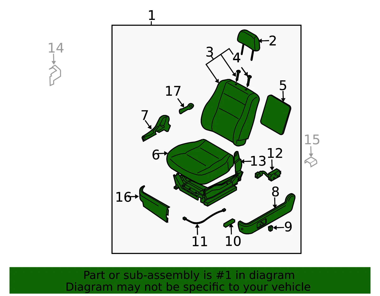Seat Assembly - Kia (88003-3E153CY2) - view 2