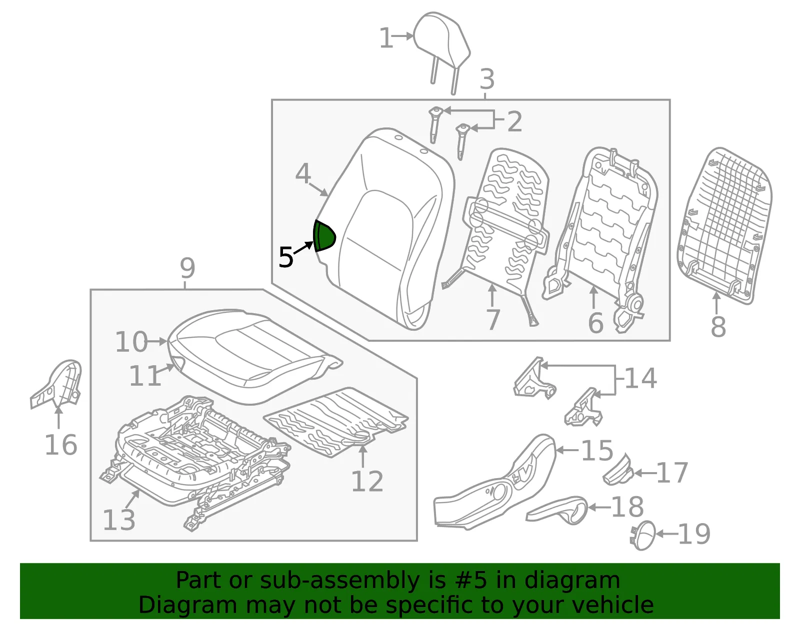 Cushion Assembly - Kia (88100-1WEL0BGX) - view 2