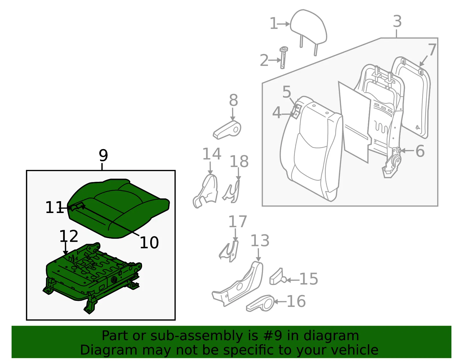 Cushion Assembly - Driver's Side (LH) - Kia (88100-2K110AML) - view 2
