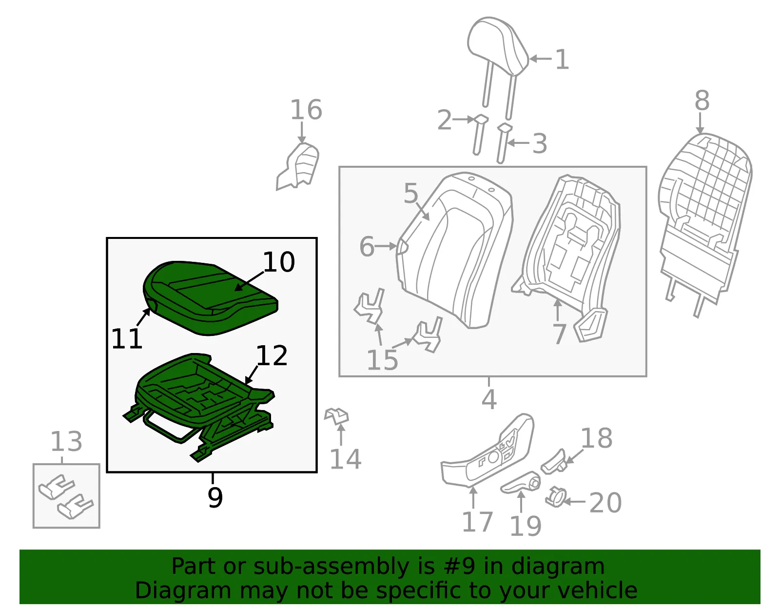 Cushion Assembly - Kia (88100-2T420AK2) - view 2