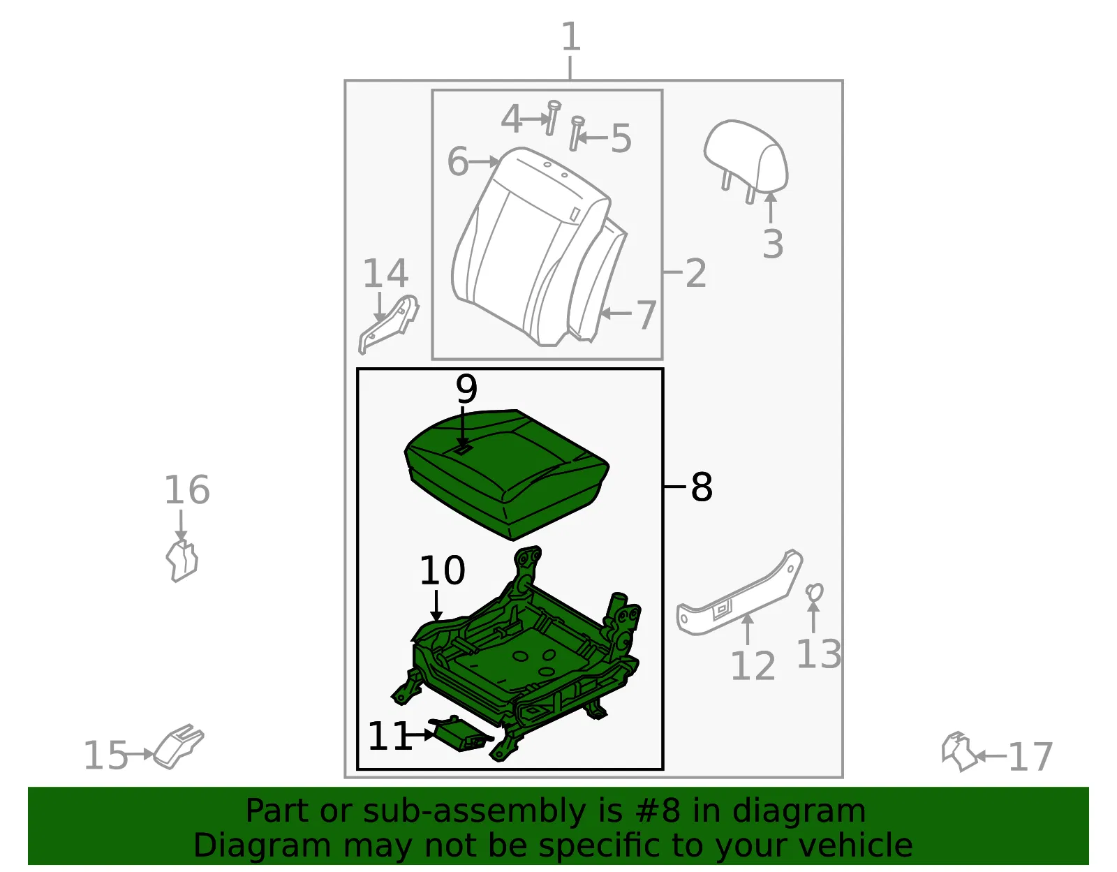 Cushion Assembly - Kia (88100-3F401GH3) - view 2