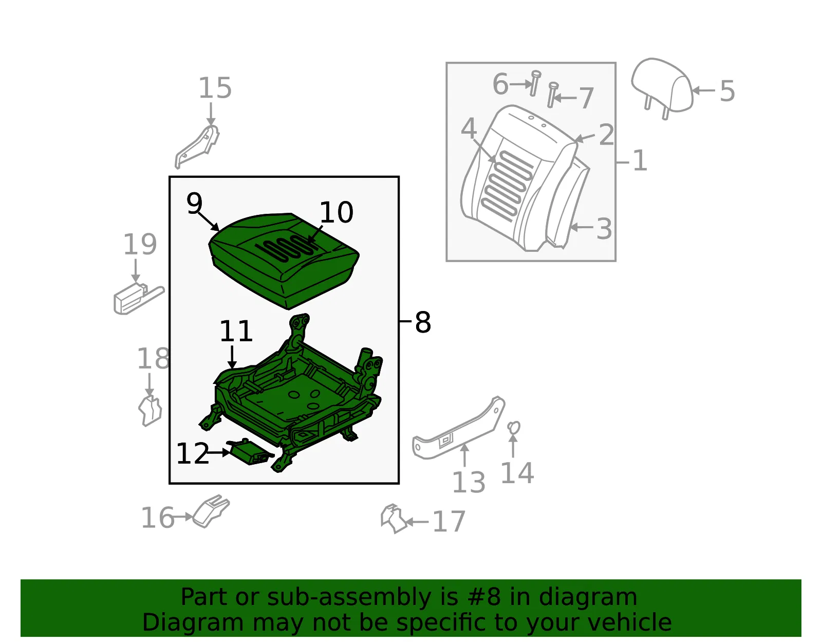 Cushion Assembly - Driver's Side (LH) - Kia (88100-3F840713) - view 2