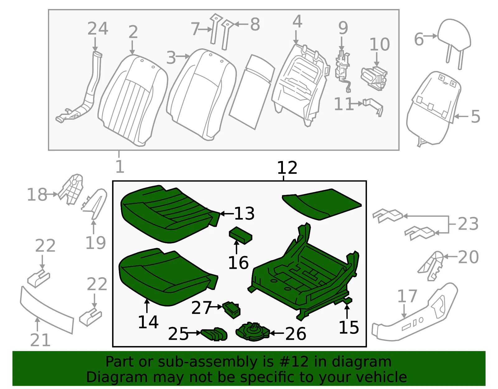Cushion Assembly - Kia (88100-3T640KER) - view 2
