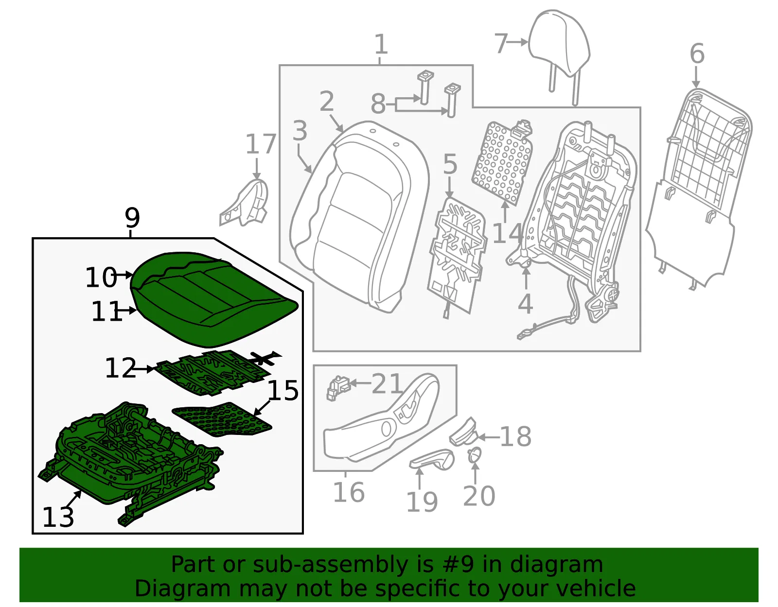 Cushion Assembly - Kia (88100-A7600K3F) - view 2