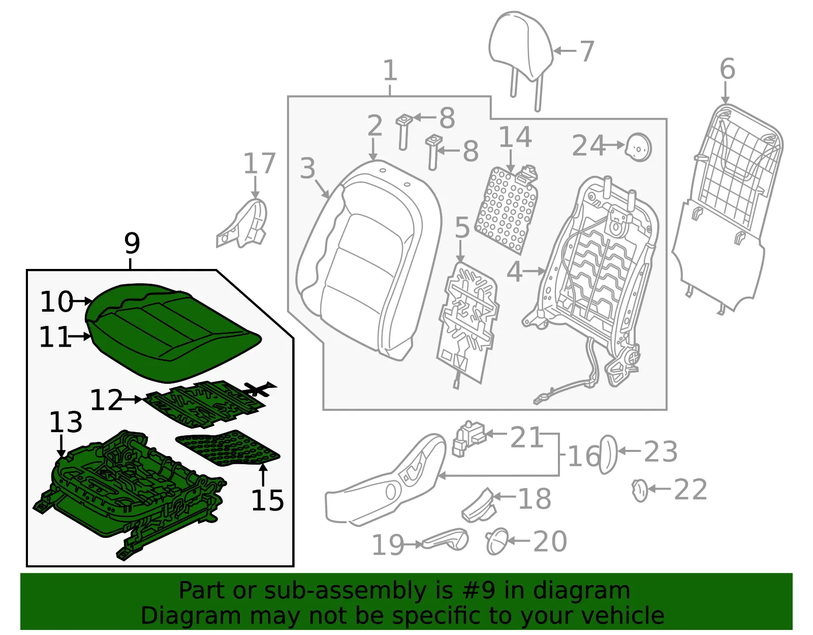 Cushion Assembly - Kia (88100-A7870K3E) - view 2