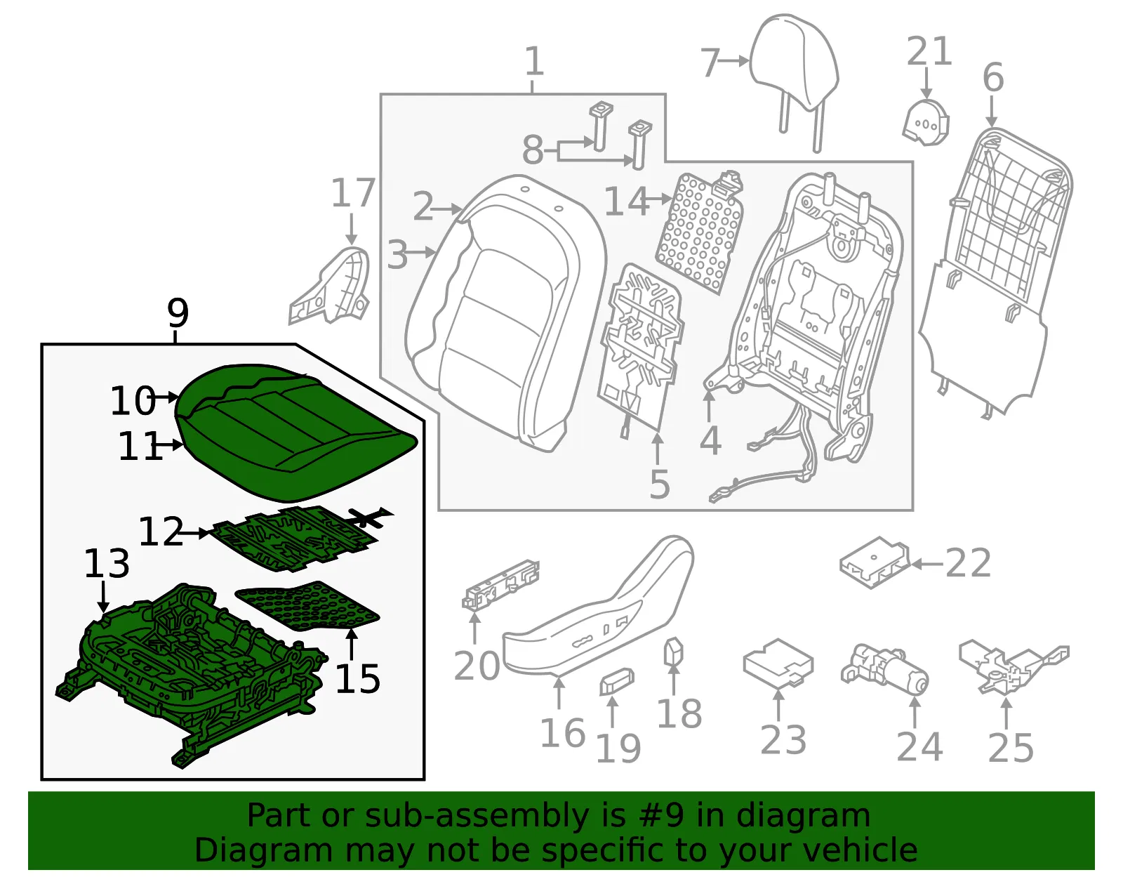 Cushion Assembly - Kia (88100-A7QJ1KMT) - view 2