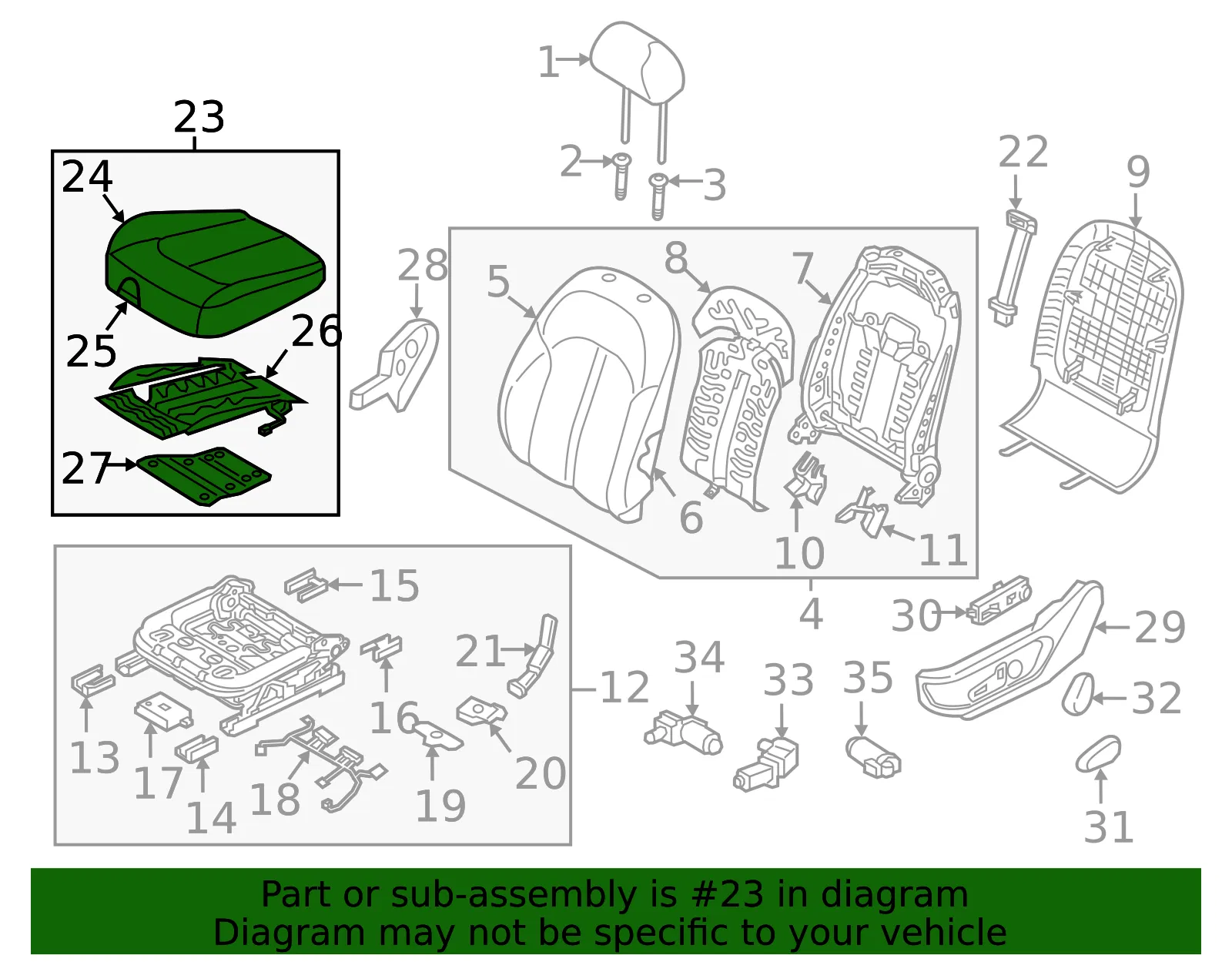 Cushion Assembly - Kia (88100-A8880HEC) - view 2
