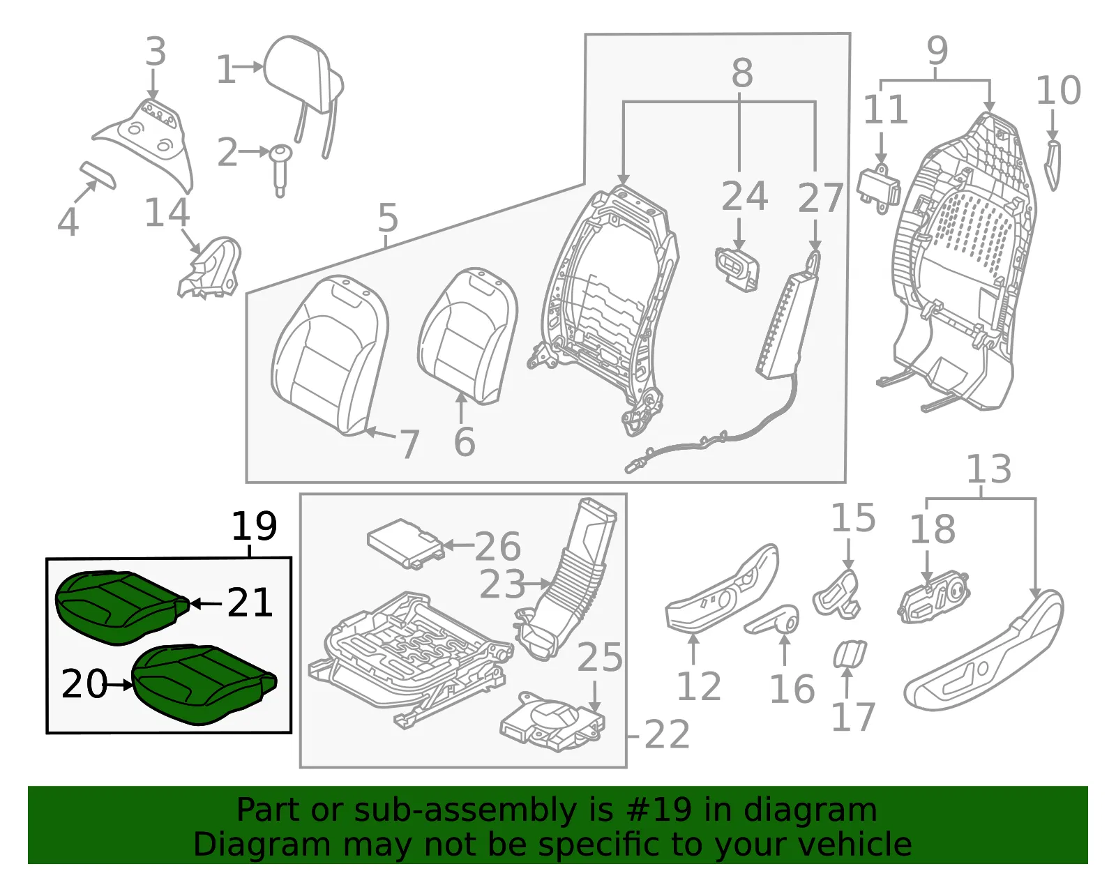 Cushion Assembly - Kia (88100-AT000A3X) - view 2