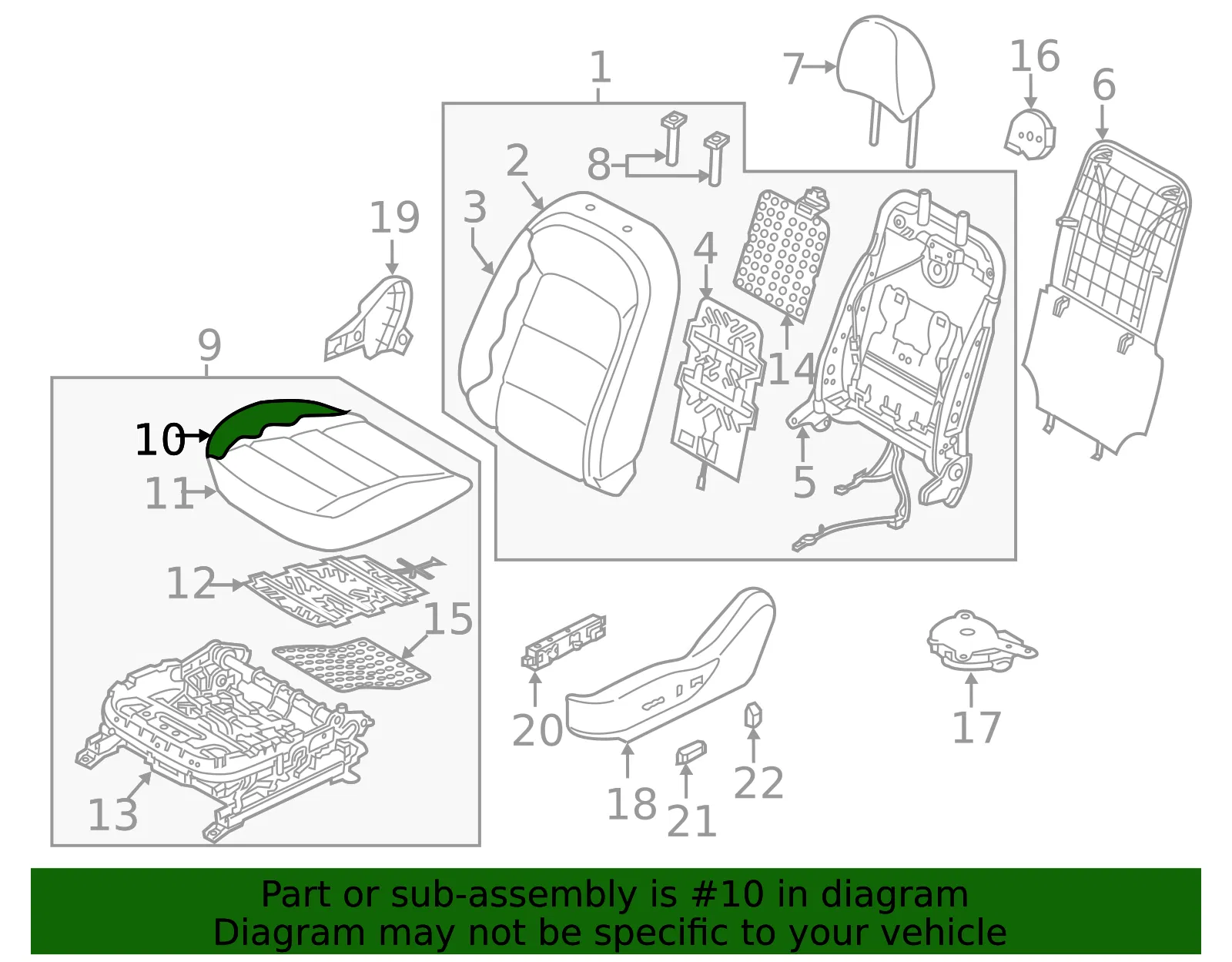 Cushion Assembly - Kia (88100-B0600K5L) - view 2