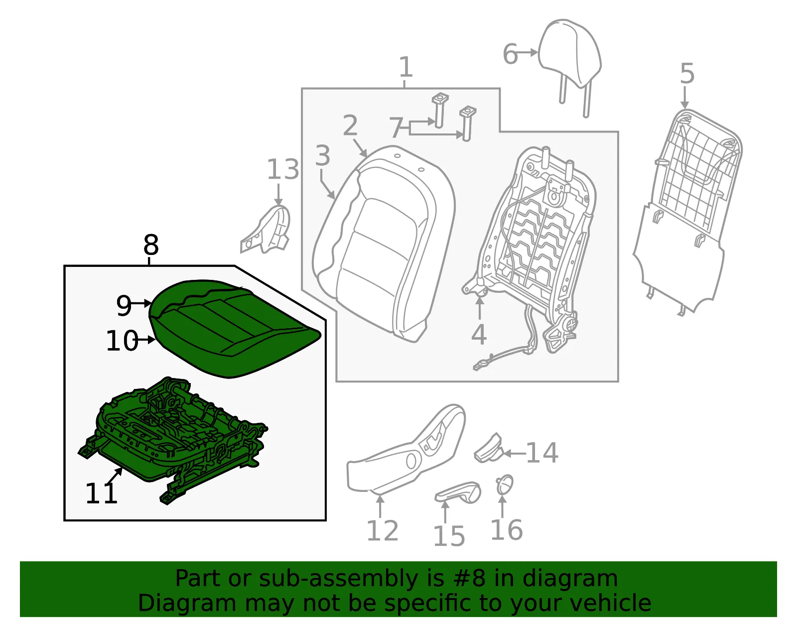 Cushion Assembly - Kia (88100-B0601K4K) - view 2