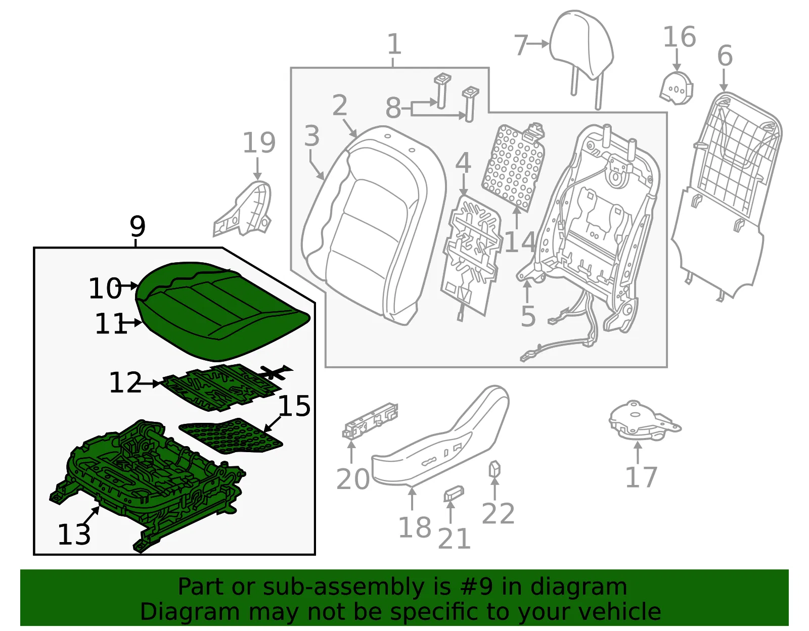 Cushion Assembly - Kia (88100-B0650K4N) - view 2