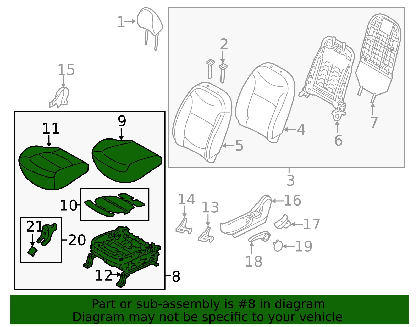 Cushion Assembly - Kia (88100-B2AL2KE4) - view 2