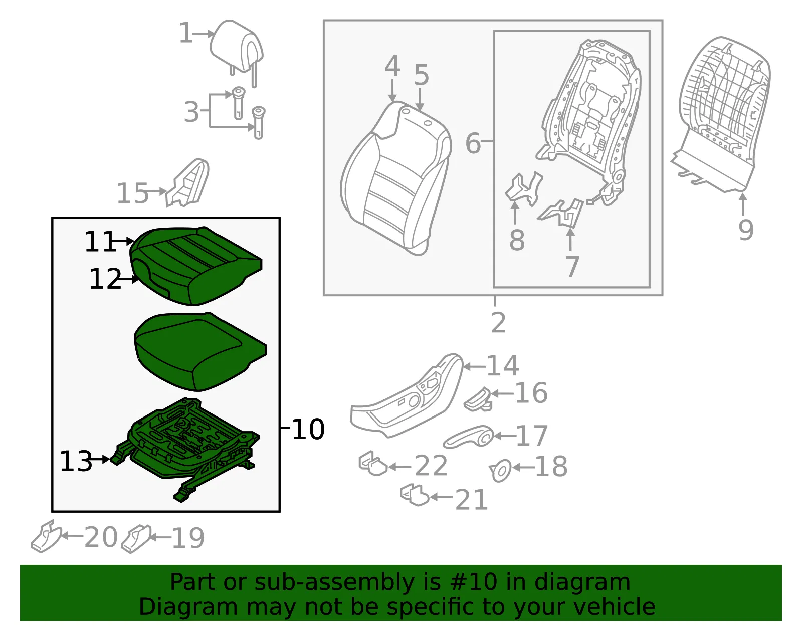 Cushion Assembly - Kia (88100-C6500C62) - view 2