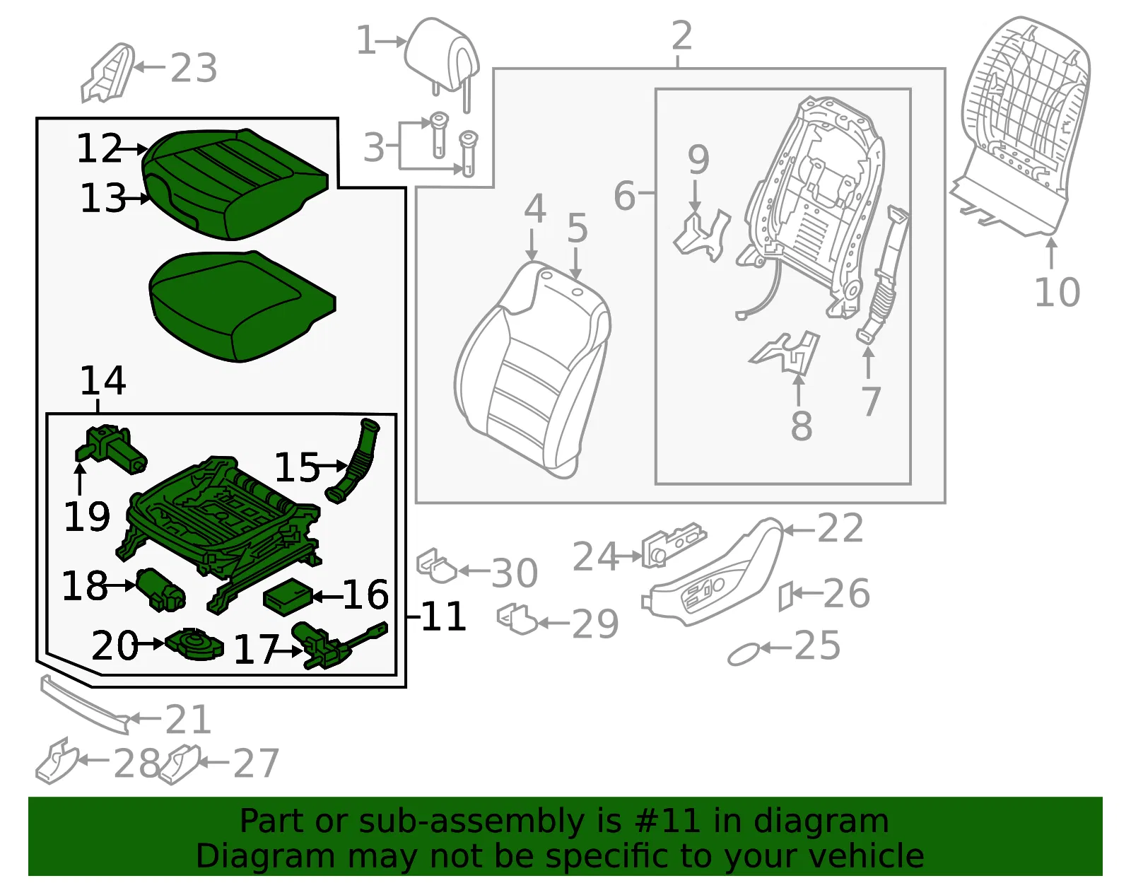 Cushion Assembly - Kia (88100-C6520C61) - view 2