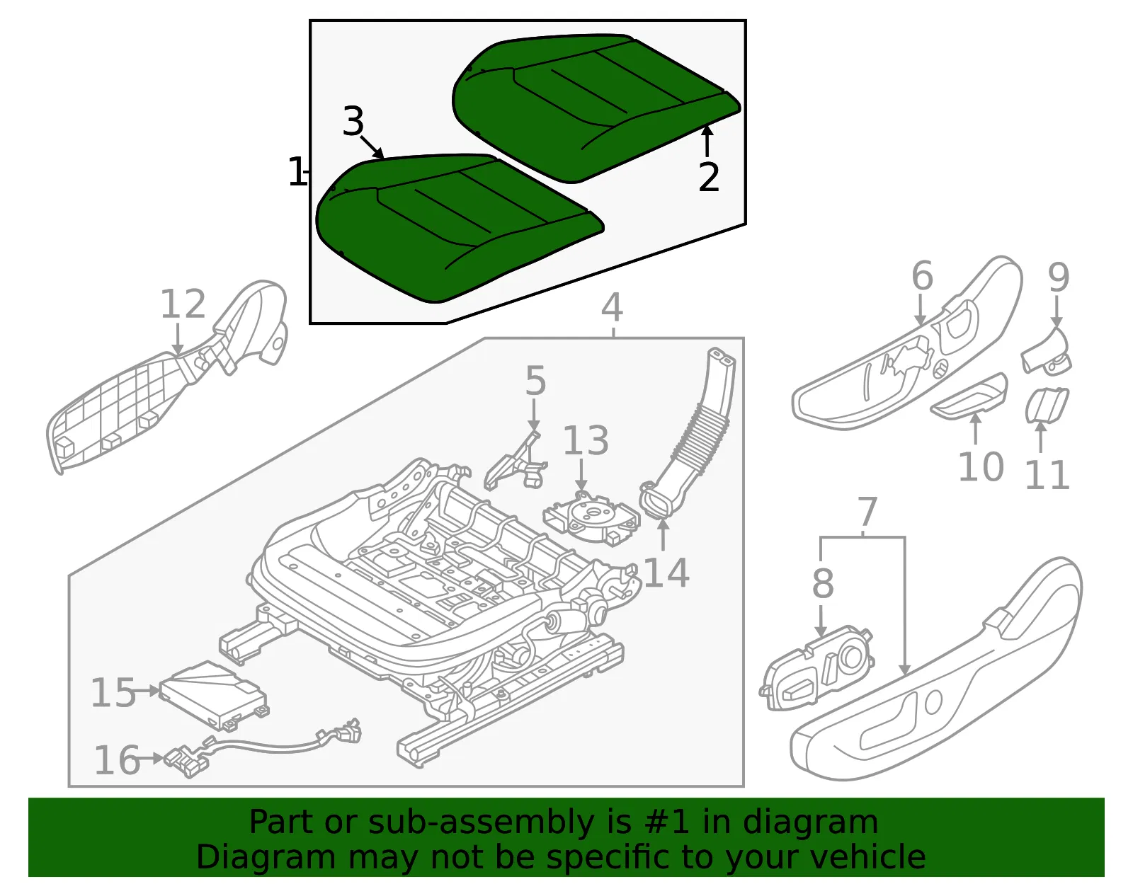 Cushion Assembly - Kia (88100-CV200CWM) - view 2
