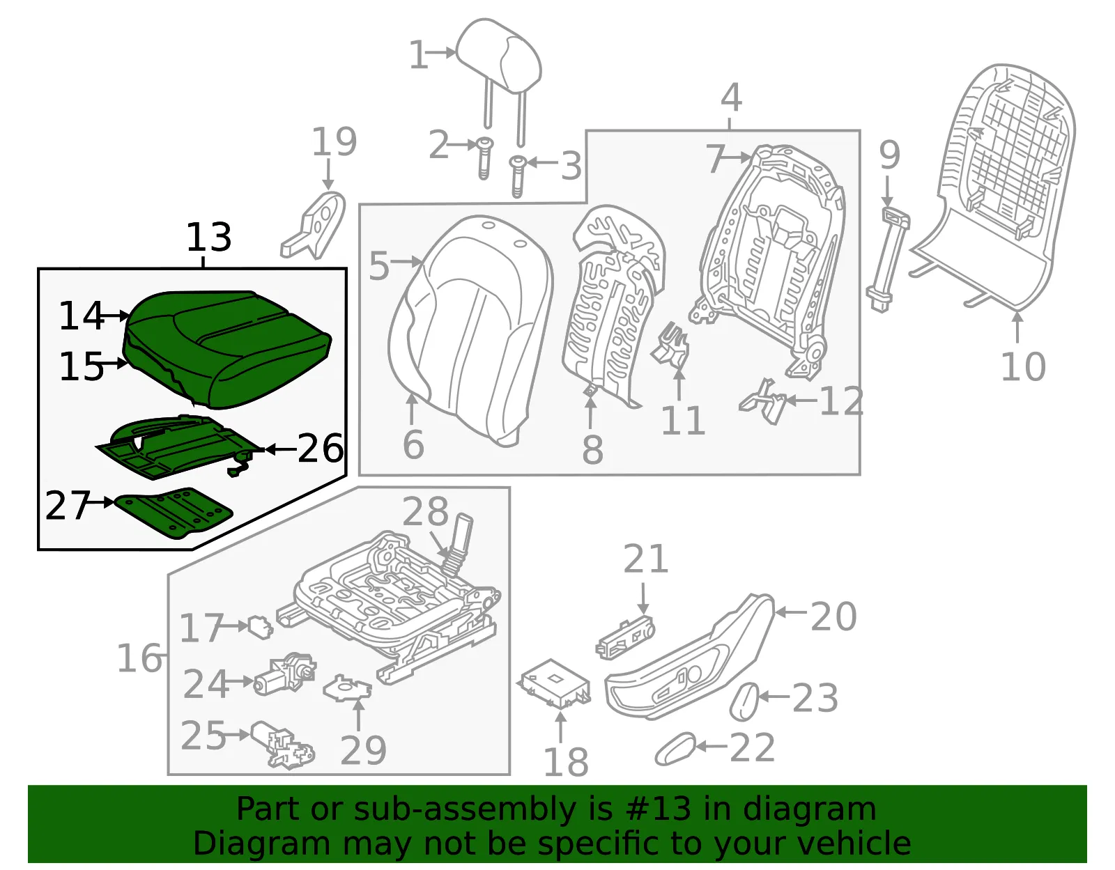 Cushion Assembly - Kia (88100-D5530H2B) - view 2