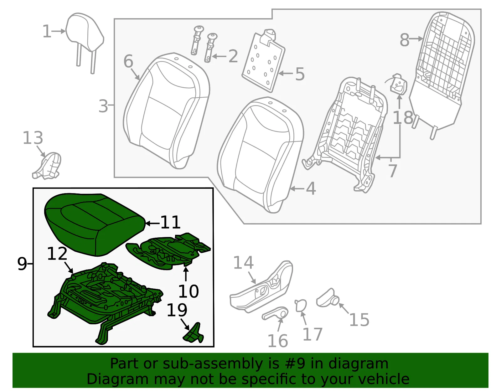 Cushion Assembly - Kia (88100-E4040ASY) - view 2