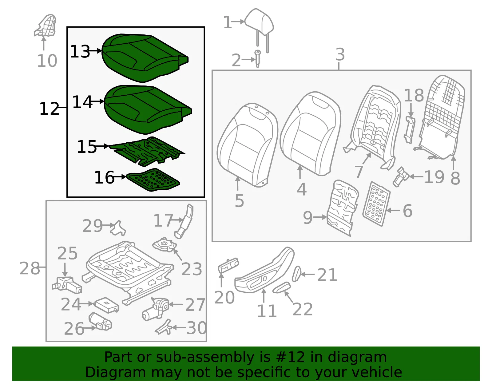 Cushion Assembly - Kia (88100-G5121DPS) - view 2