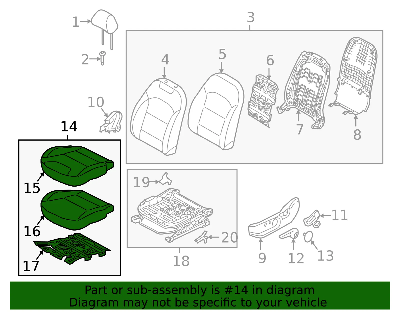 Cushion Assembly - Kia (88100-G5171AY7) - view 2