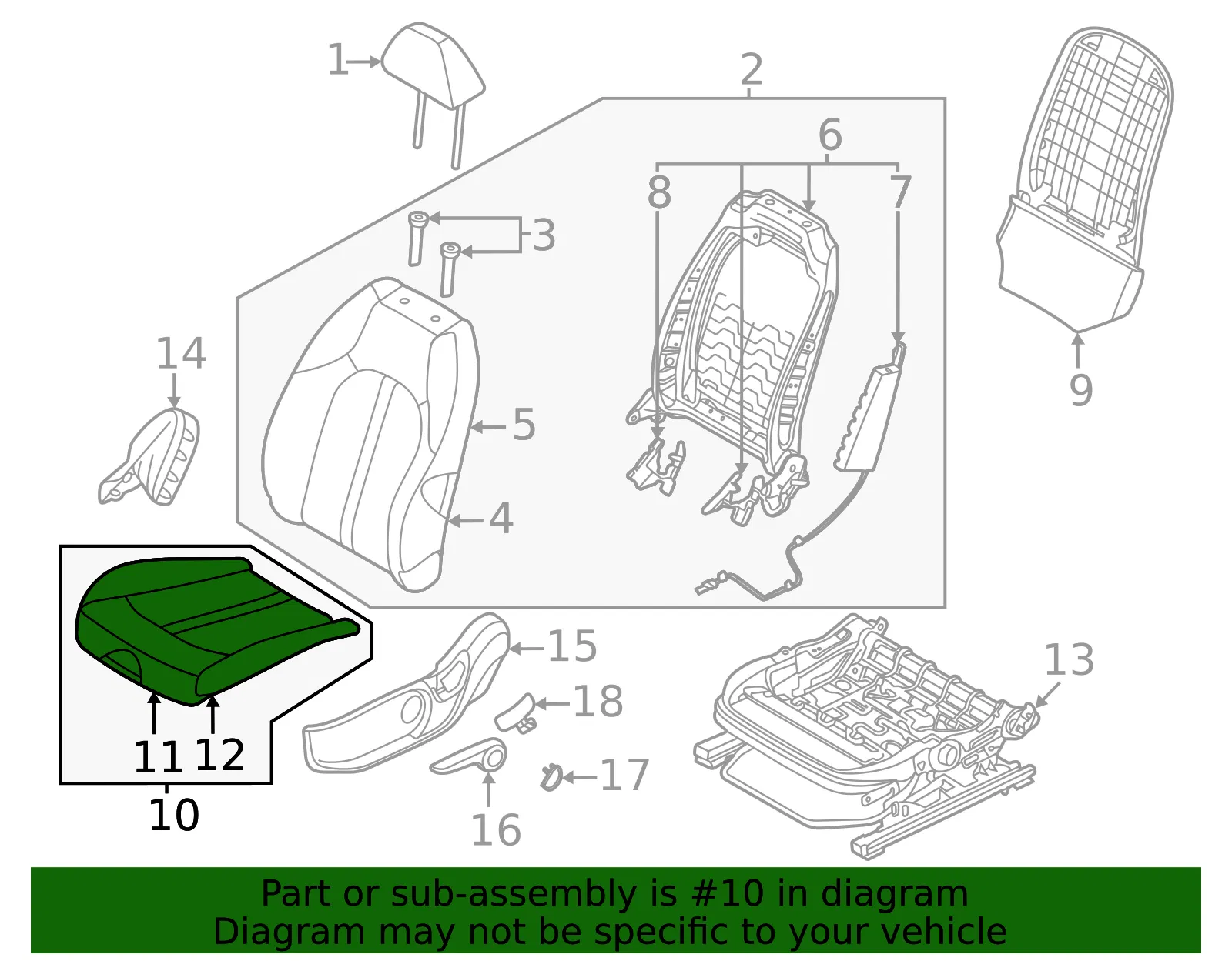 Cushion Assembly - Kia (88100-L3000HS1) - view 2