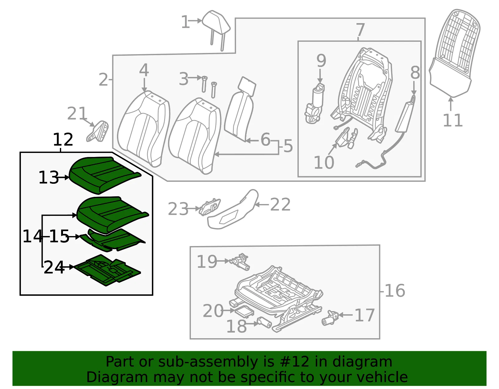 Cushion Assembly - Kia (88100-L3020HS3) - view 2