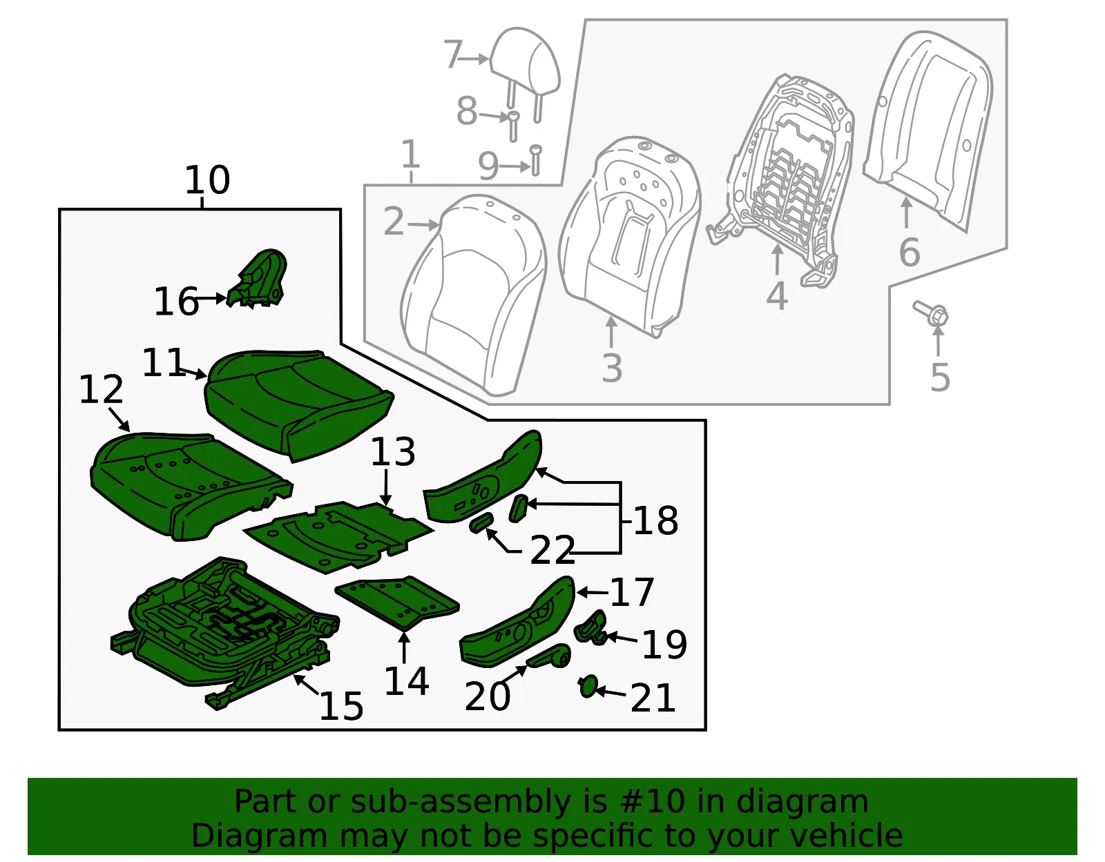 Cushion Assembly - Kia (88100-M7000B4R) - view 2