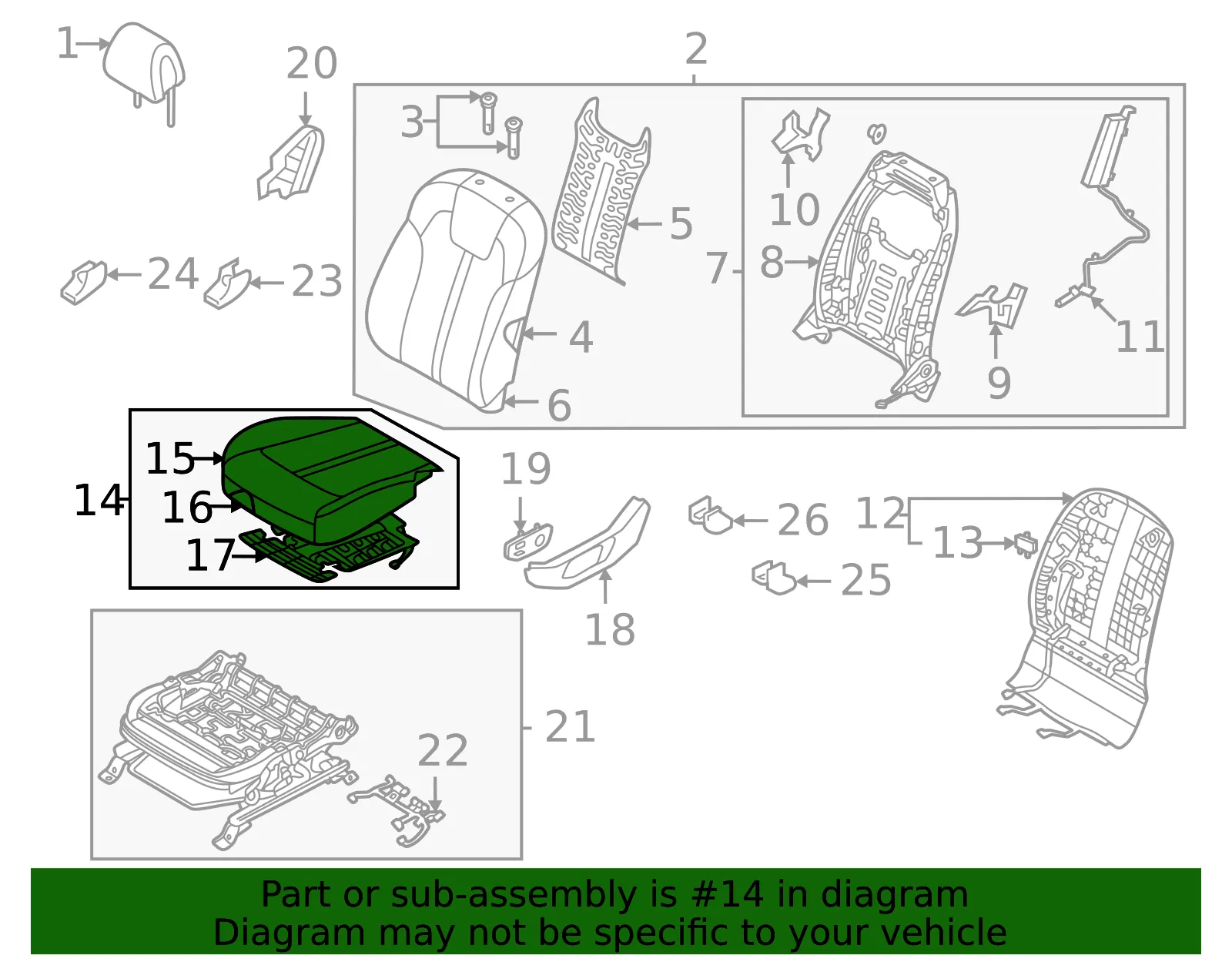 Cushion Assembly - Kia (88100-P4310MRU) - view 2
