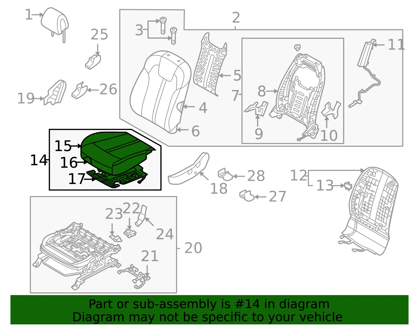 Cushion Assembly - Kia (88100-R5110MC3) - view 2