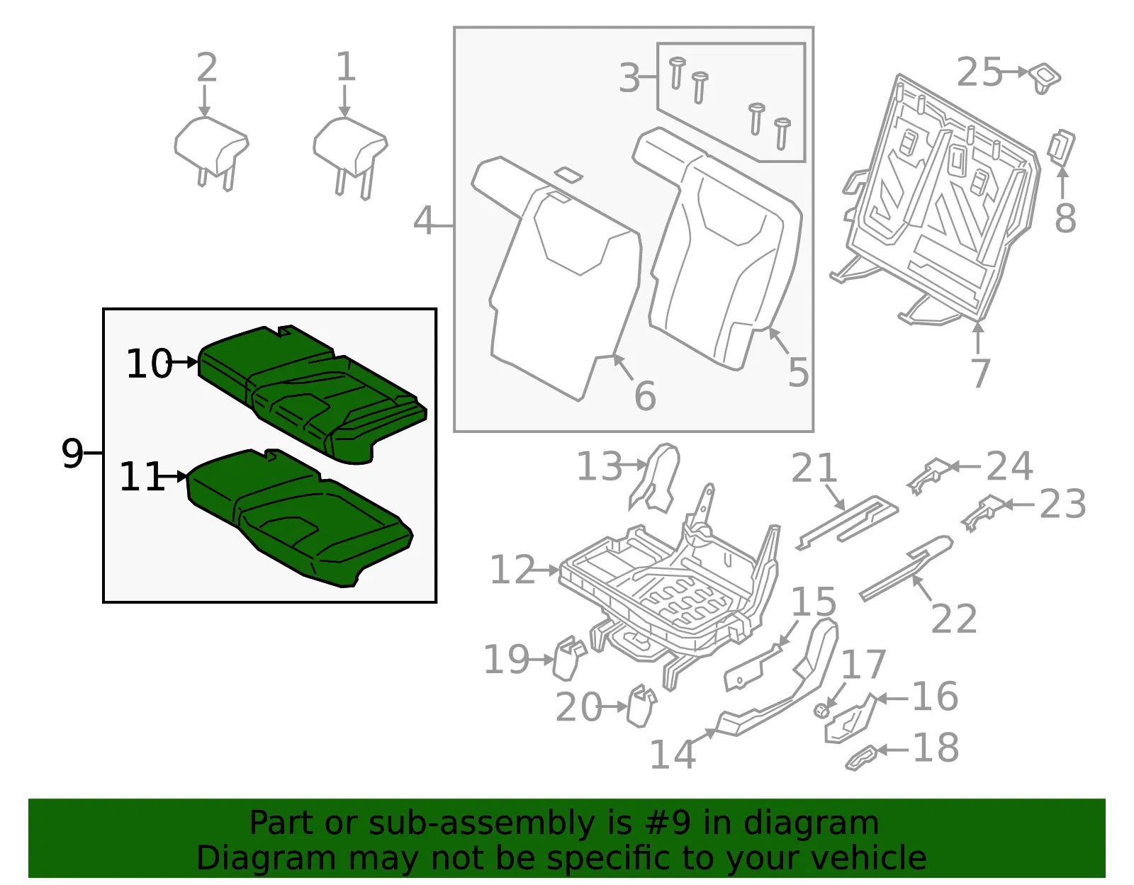 Cushion Assembly - Kia (88100-S9000ONB) - view 2
