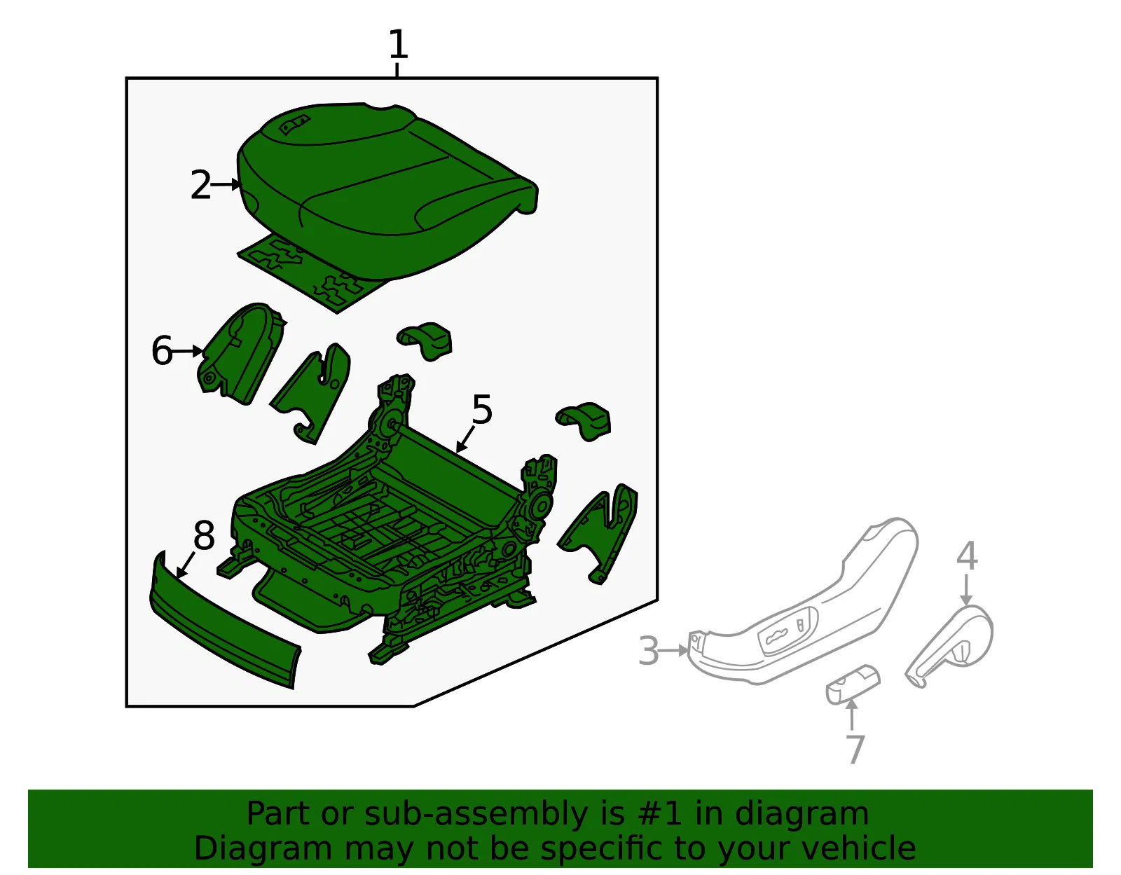 Cushion Assembly - Kia (88103-2GHB0AG8) - view 2