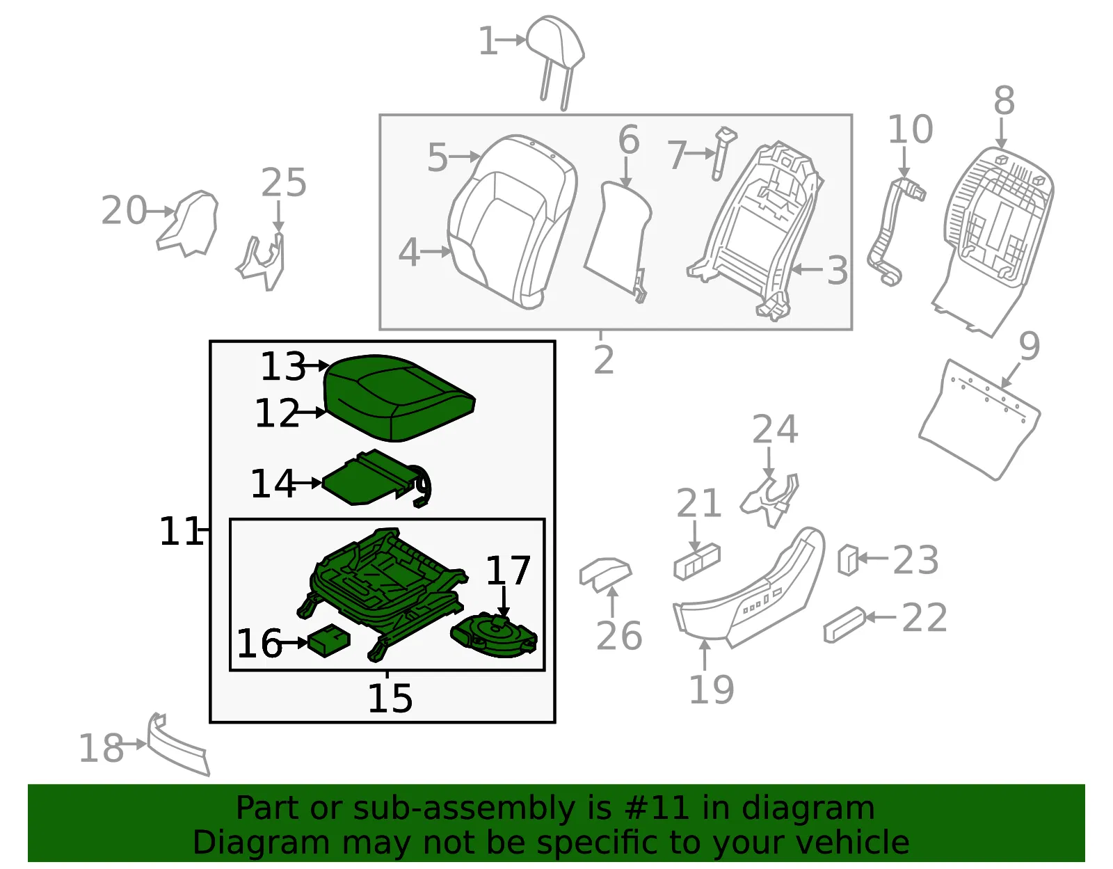 Cushion Assembly - Kia (88103-3W032EAV) - view 2