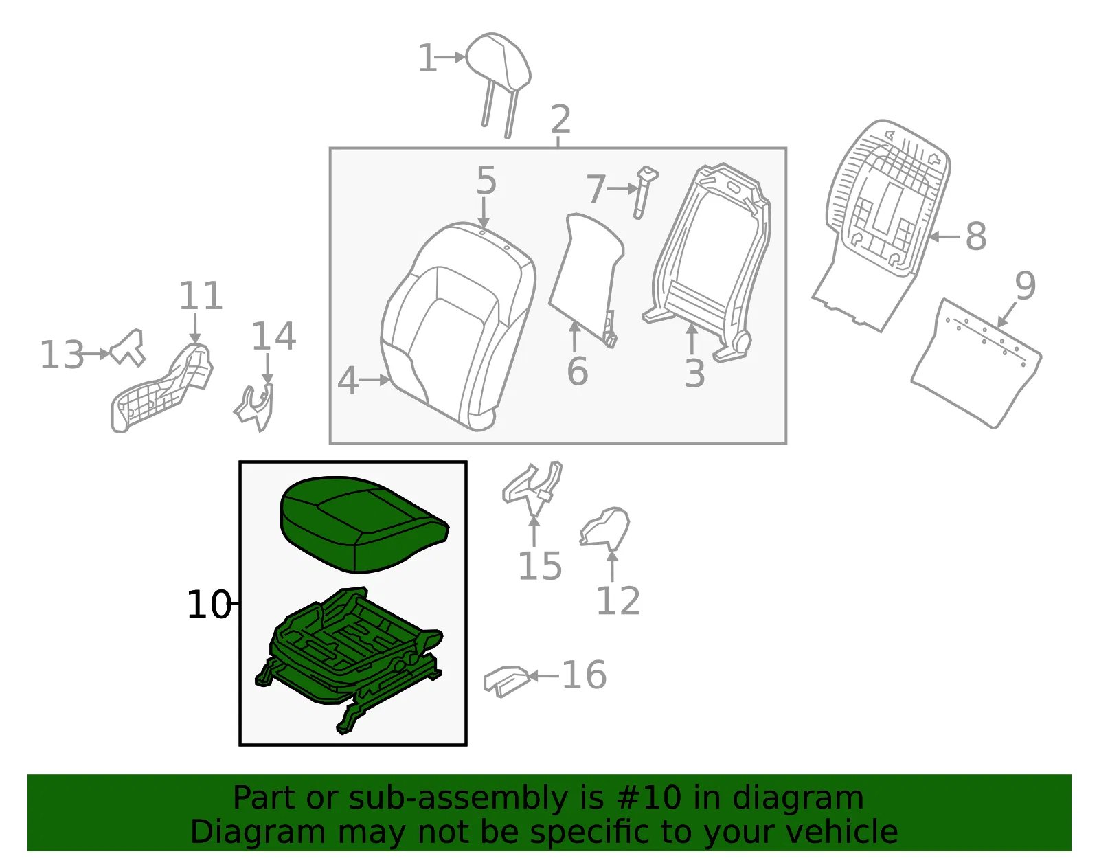 Cushion Assembly - Kia (88104-3W240EAP) - view 2