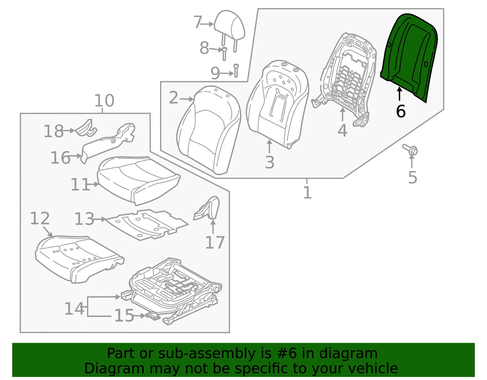 Seat Back Panel - Kia (88131-M6000WK) - view 2