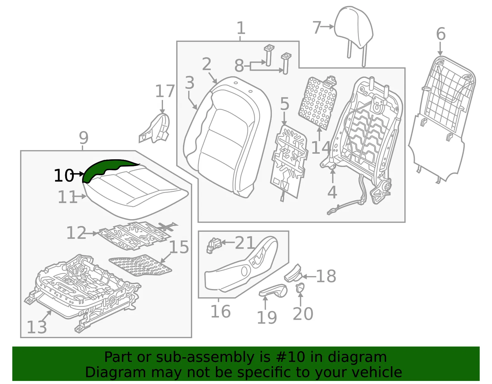 Seat Cushion Pad - Kia (88150-A7020) - view 2