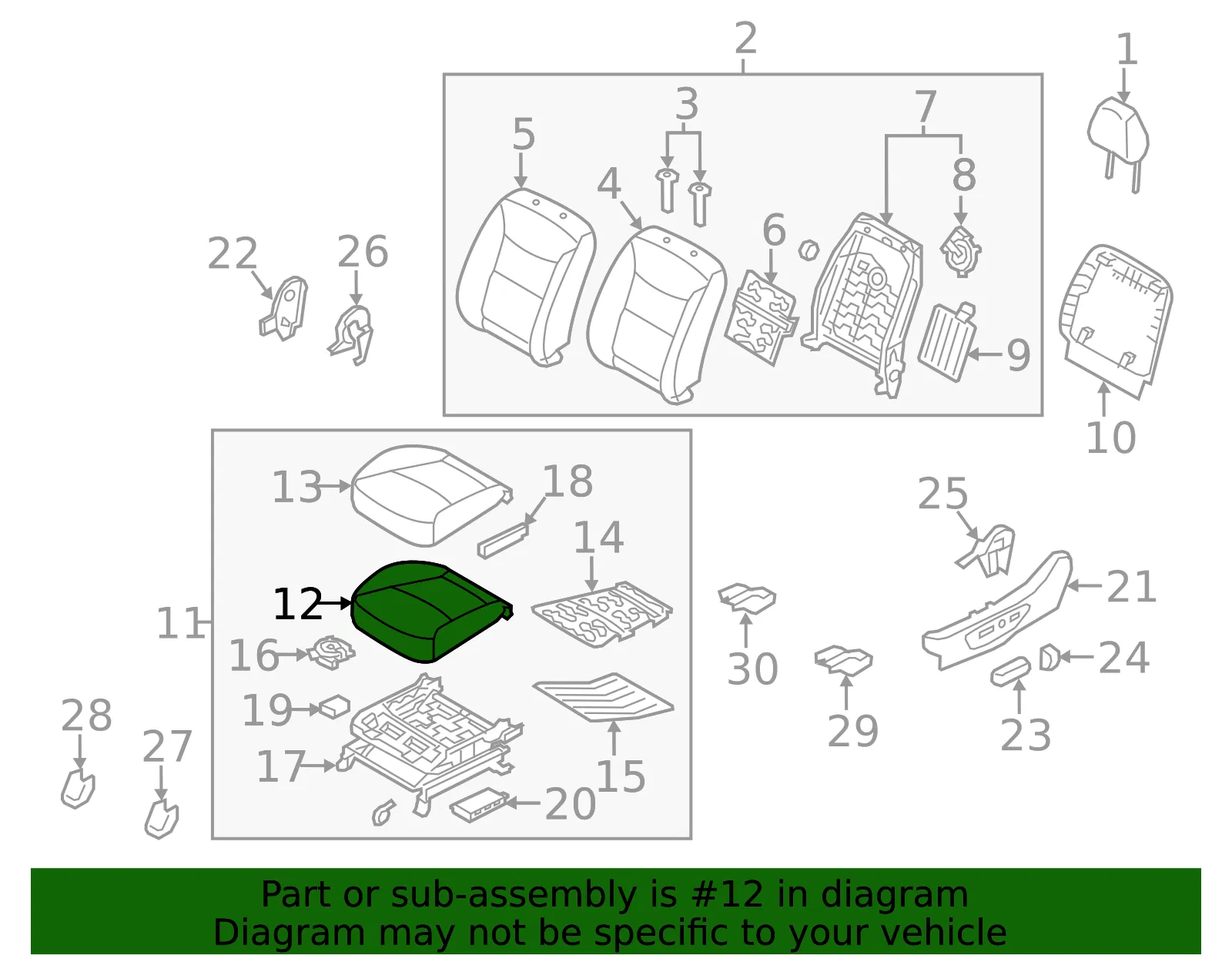 Seat Cushion Pad - Driver's Side (LH) - Kia (88151-1U040) - view 2