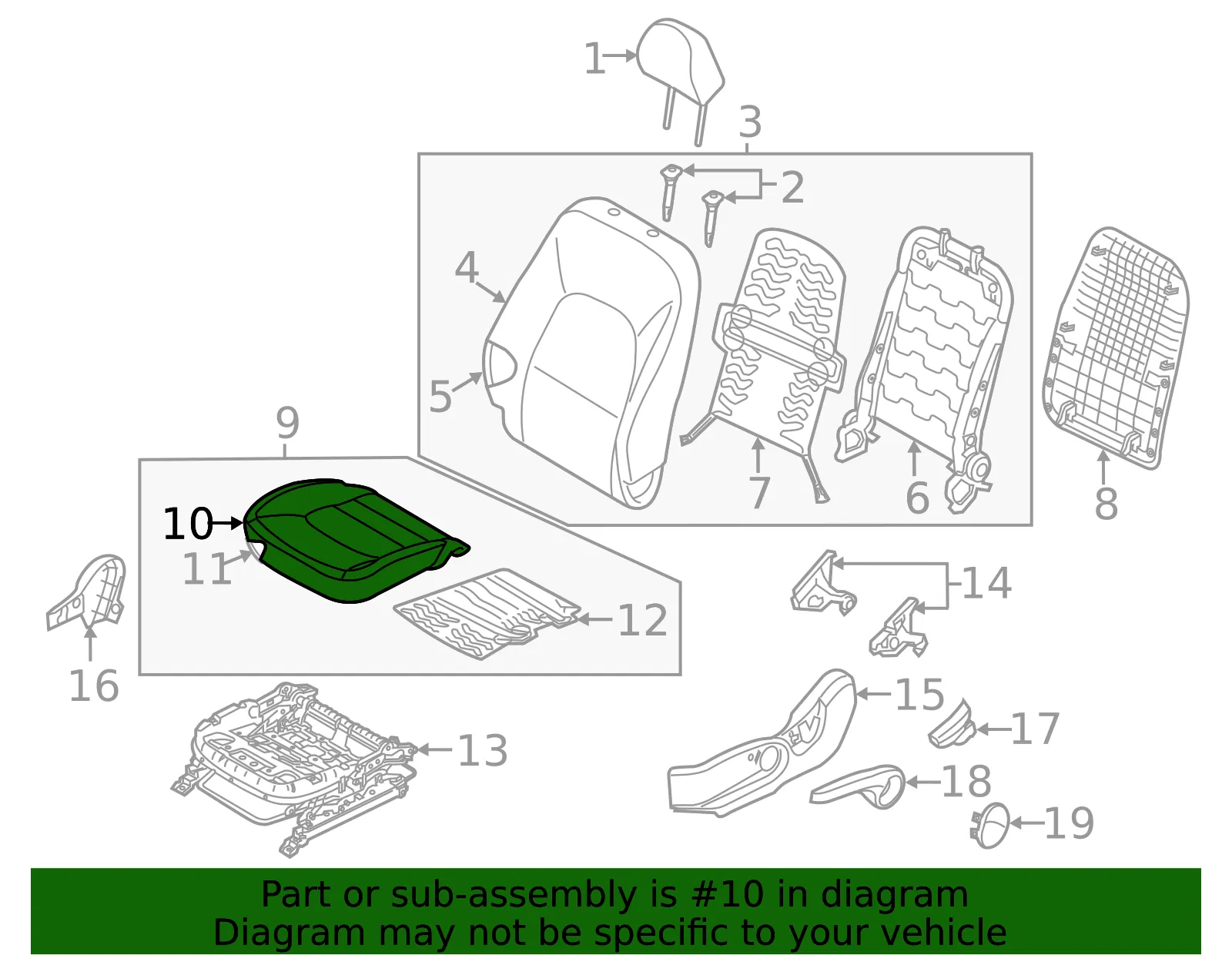 Cushion Cover - Kia (88160-1WAA1BB2) - view 2