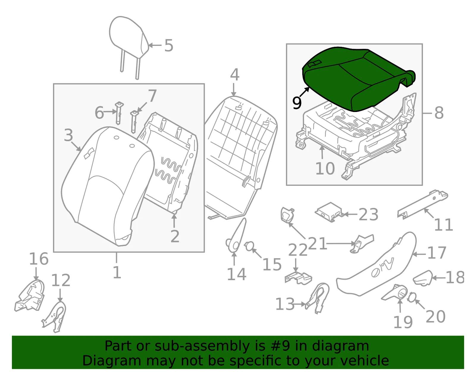 Cushion Cover - Driver's Side (LH) - Kia (88160-2J350ACP) - view 2