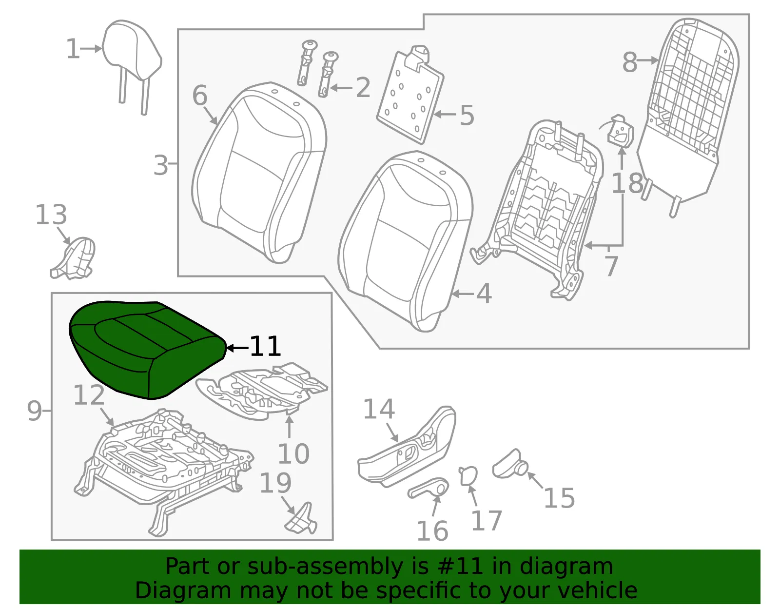 Cushion Cover - Driver's Side (LH) - Kia (88160-E4020ASW) - view 2